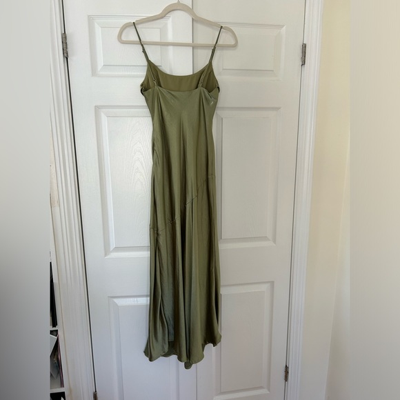 A Little Whisper Satin Midi Dress Olive - Picture 8 of 9